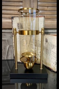 OUT OF STOCK  8"W x 13"H DIANA BLACK/GOLD CANDLE HOLDER [201665] SHIP PALLET ONLY